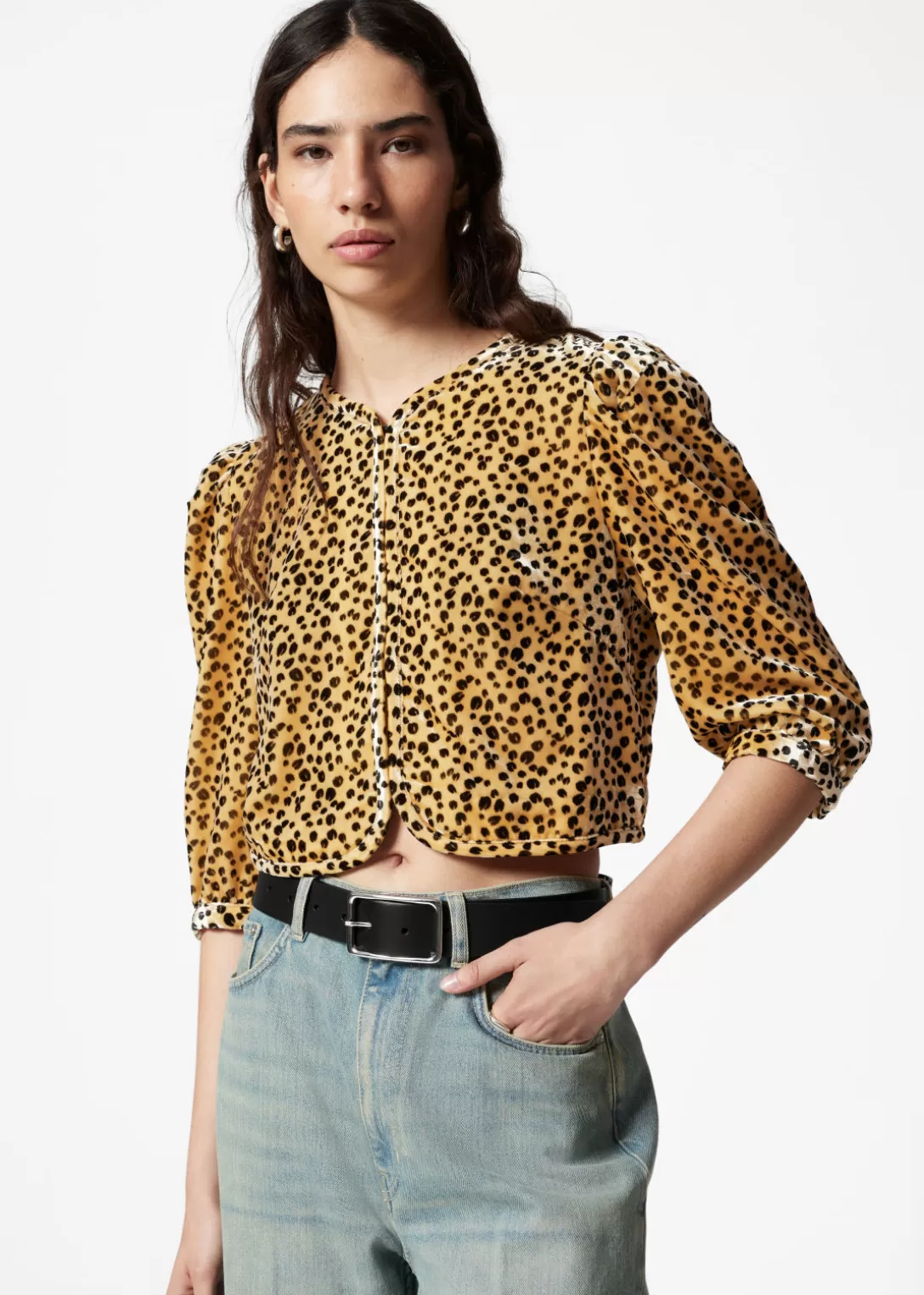 & Other Stories Blouse Courte En Velours Imprimé animal Discount