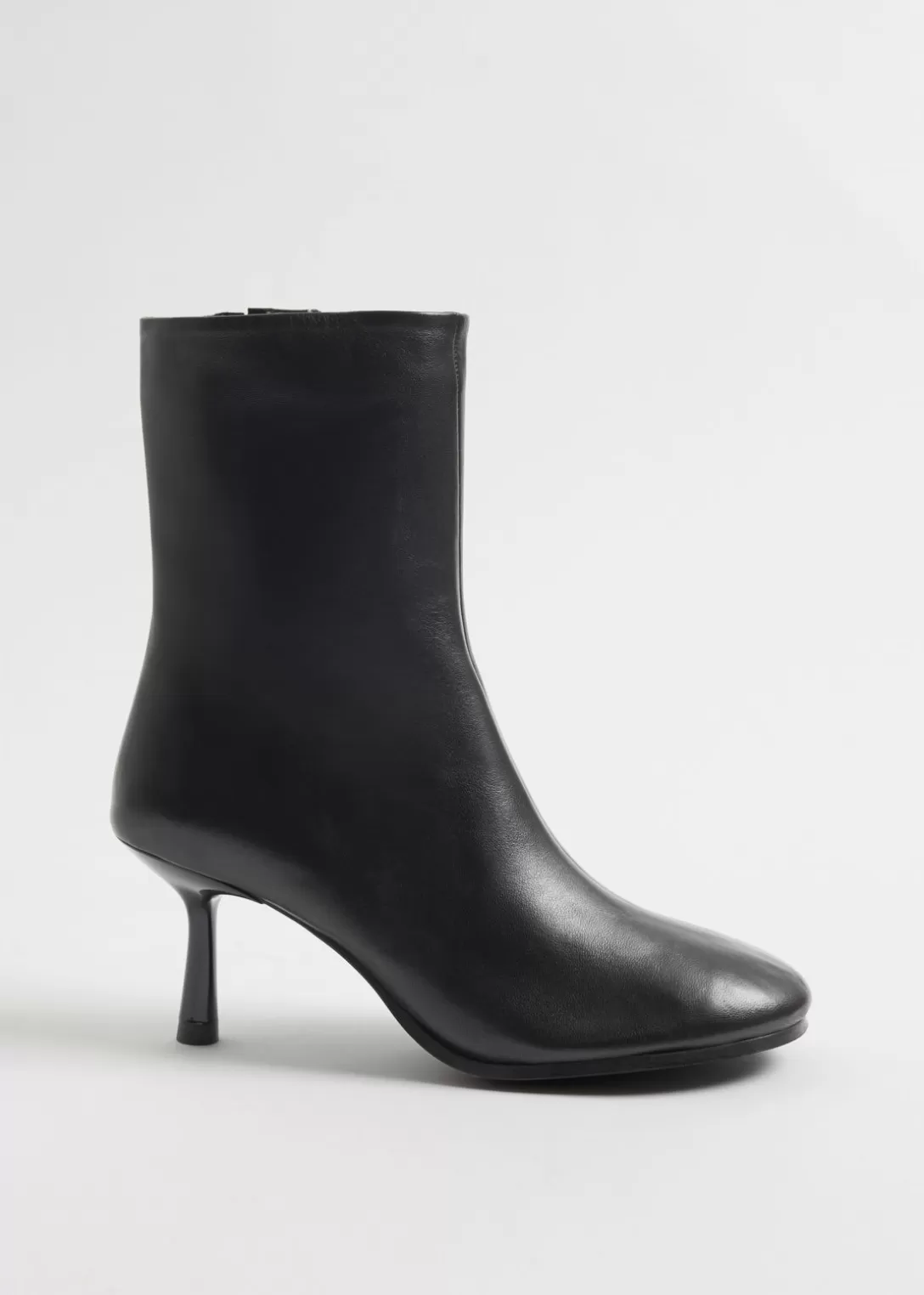 & Other Stories Bottines En Cuir à Talons Noir Flash Sale