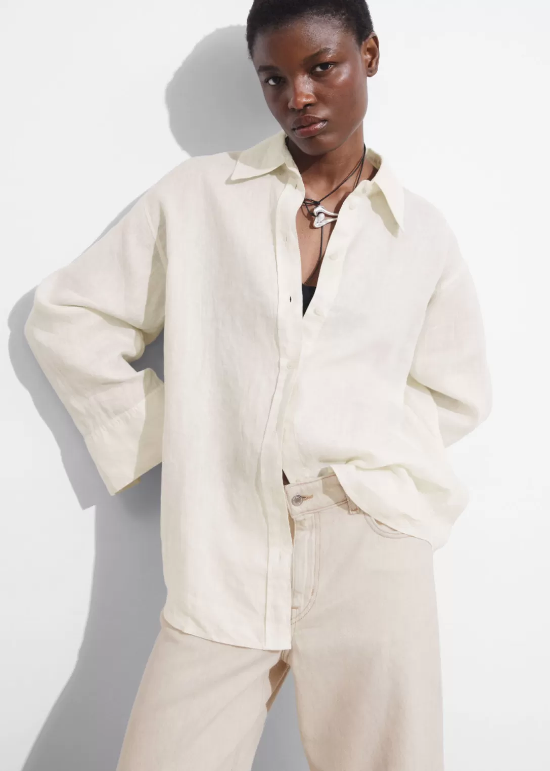 & Other Stories Chemise Oversize En Lin Blanc Outlet