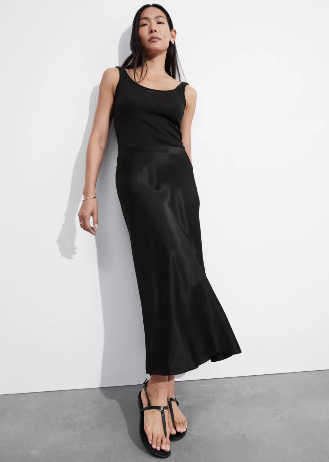 & Other Stories Jupe Midi En Satin Discount