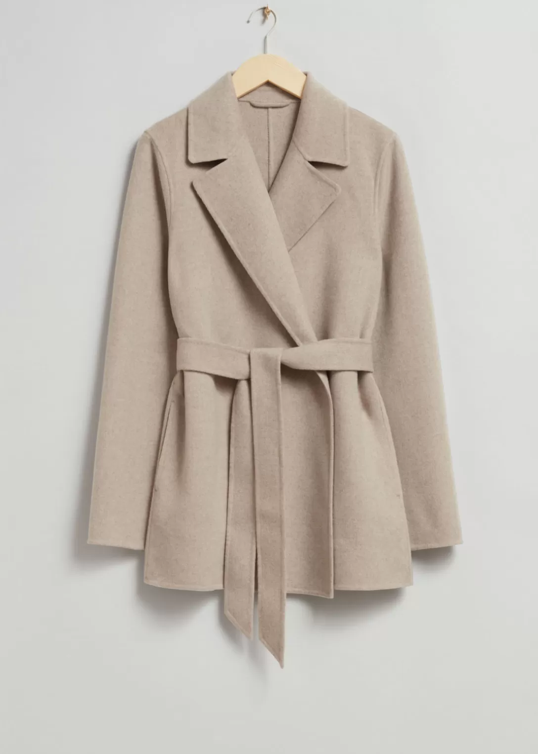 & Other Stories Manteau Ceinturé Court Taupe Cheap