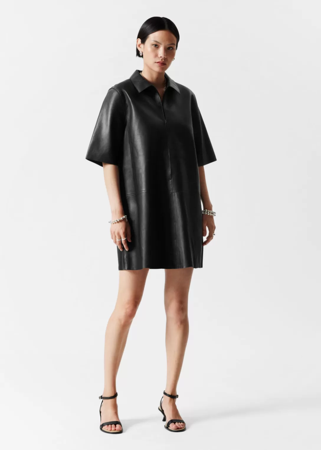 & Other Stories Mini-robe En Cuir Zippée Noir Flash Sale