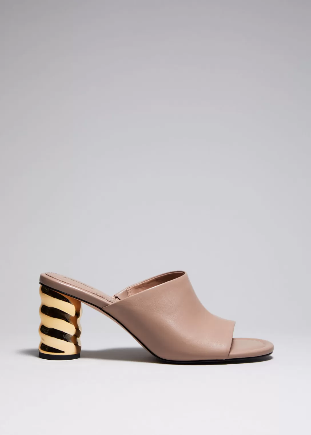 & Other Stories Mules En Cuir à Talons Sculpturaux Beige Online