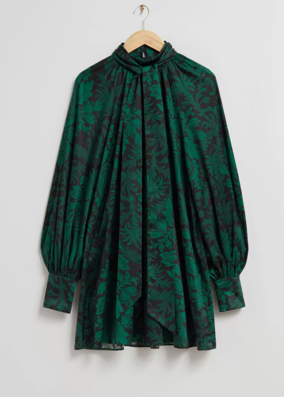 & Other Stories Robe Courte Avec Nœud Imprimé vert Cheap