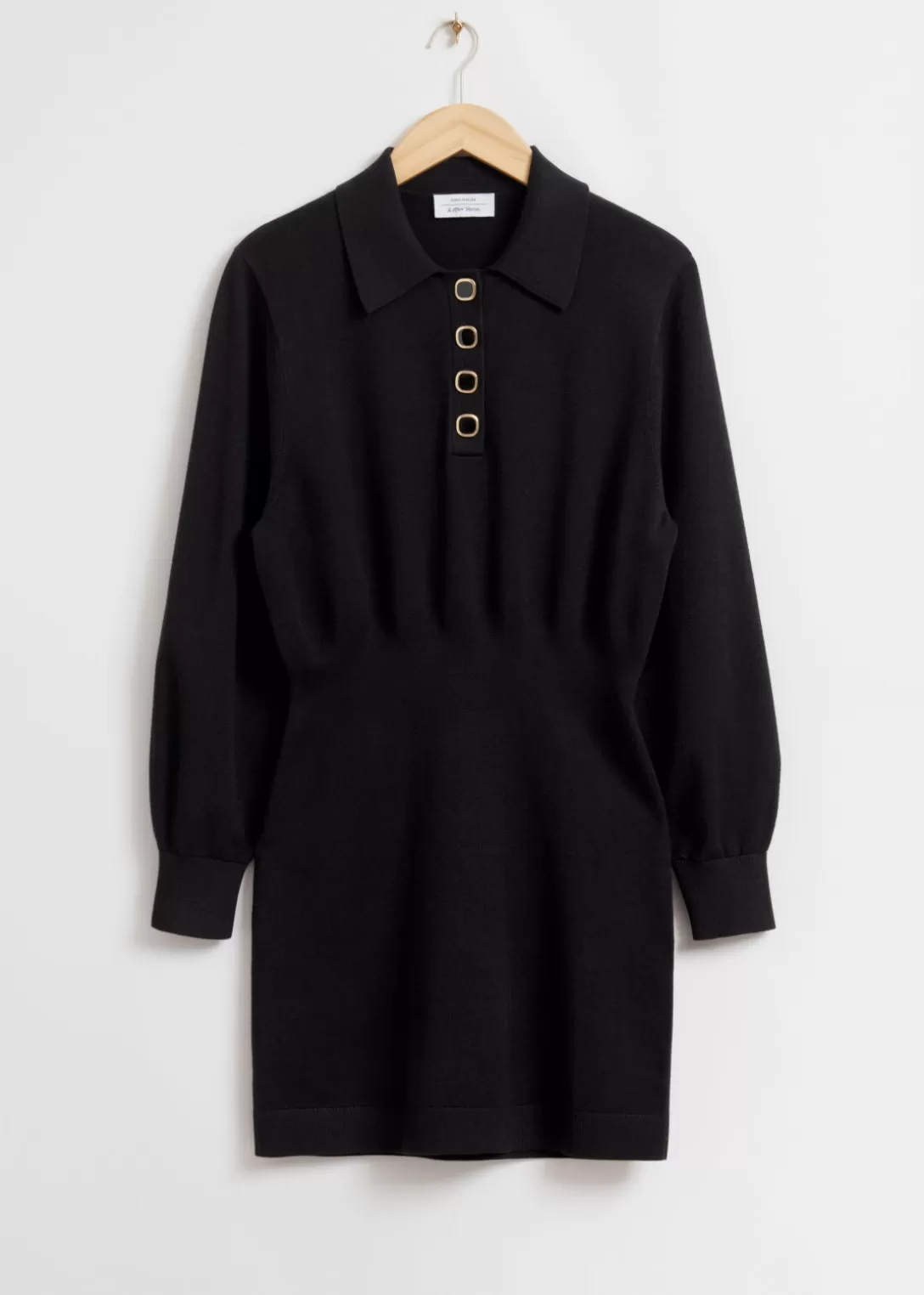 & Other Stories Robe Courte Polo En Maille Noir Cheap