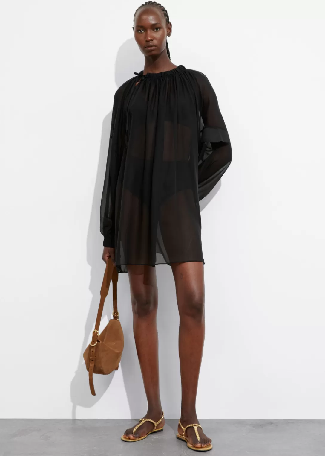 & Other Stories Robe Courte Transparente Noir Fashion