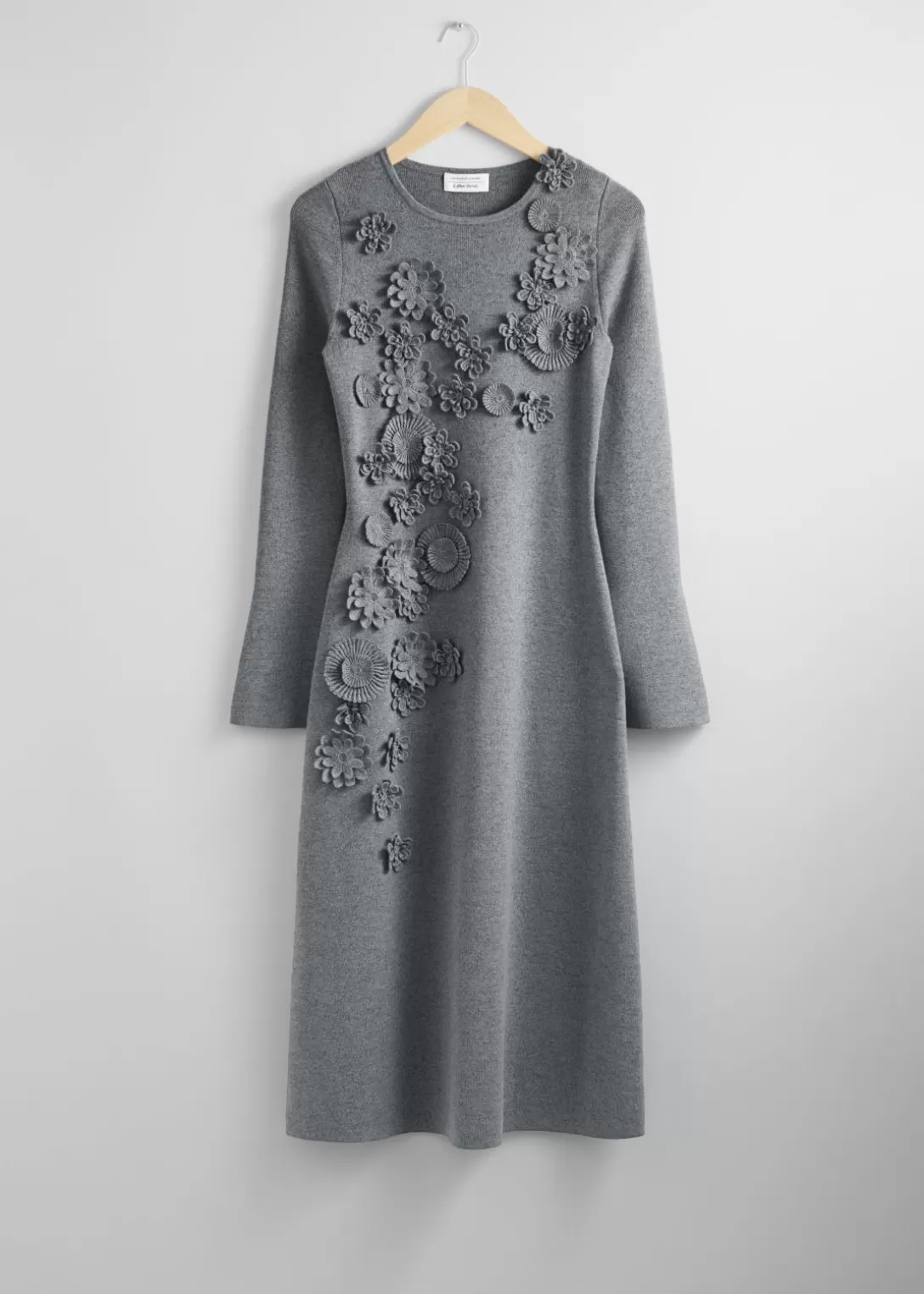 & Other Stories Robe Midi à Motifs Floraux Appliqués Gris New