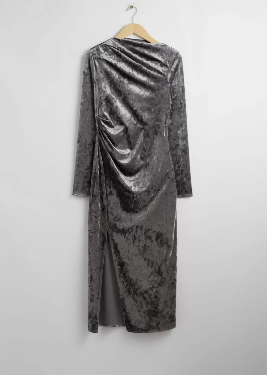 & Other Stories Robe Midi Drapée En Velours Gris Cheap