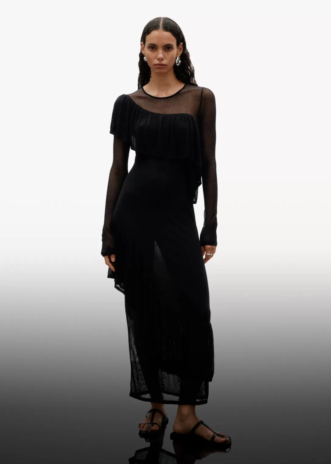 & Other Stories Robe Midi En Maille à Superposition Noir Flash Sale