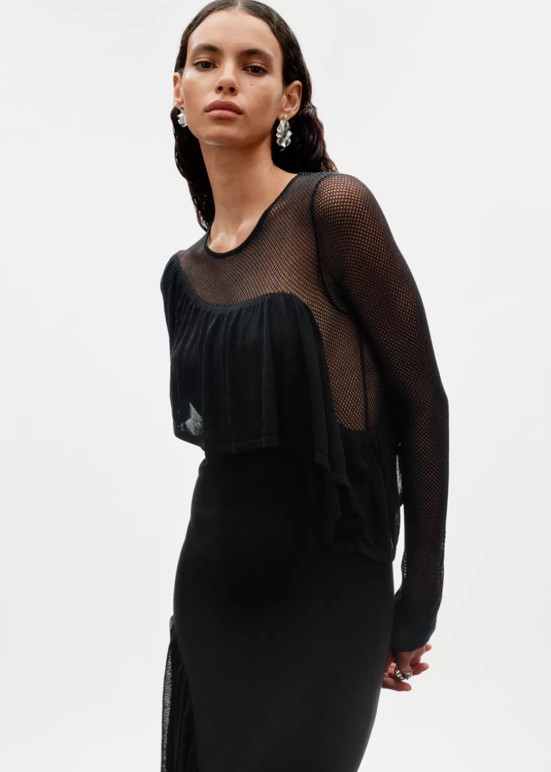 & Other Stories Robe Midi En Maille à Superposition Noir Flash Sale