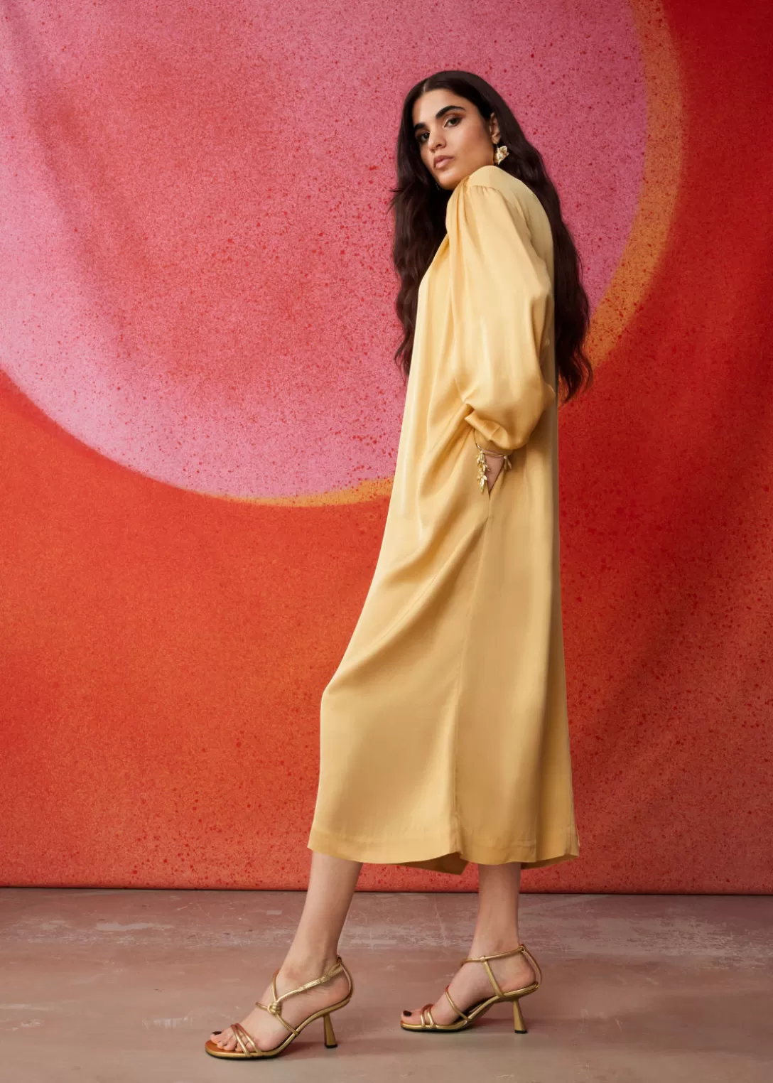 & Other Stories Robe Midi Fluide Jaune Flash Sale