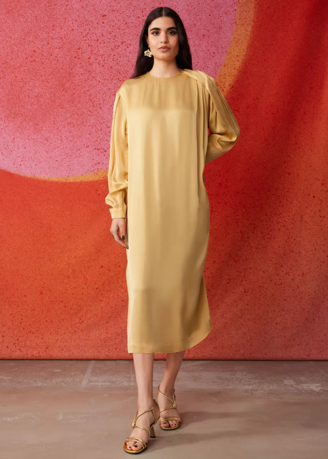 & Other Stories Robe Midi Fluide Jaune Flash Sale