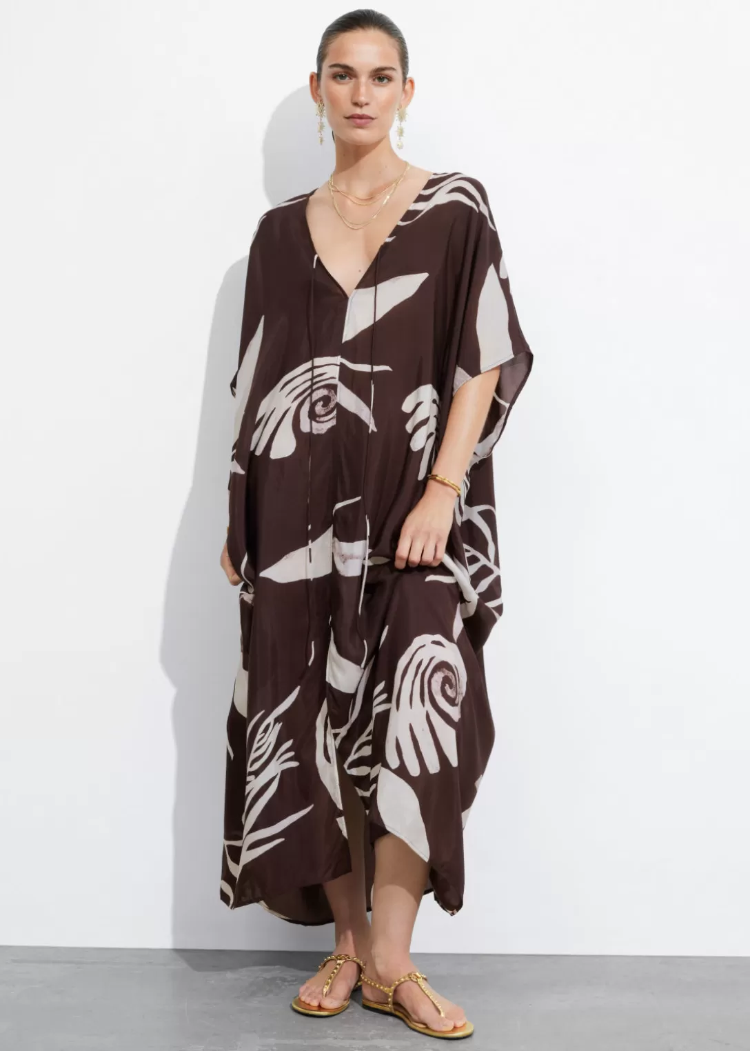 & Other Stories Robe Midi Imprimée Imprimé brun Outlet