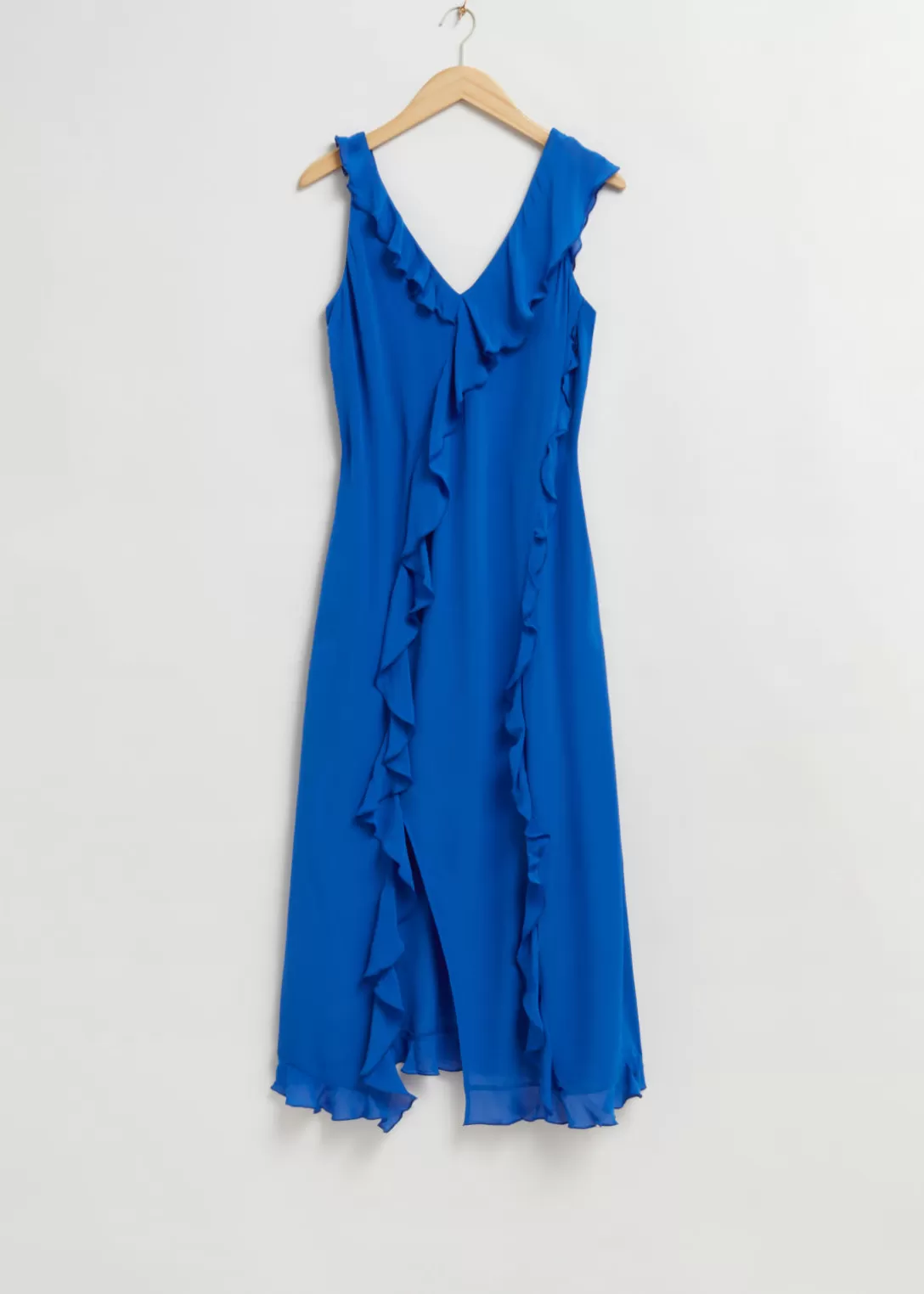 & Other Stories Robe Midi Volantée Bleu vif Best Sale