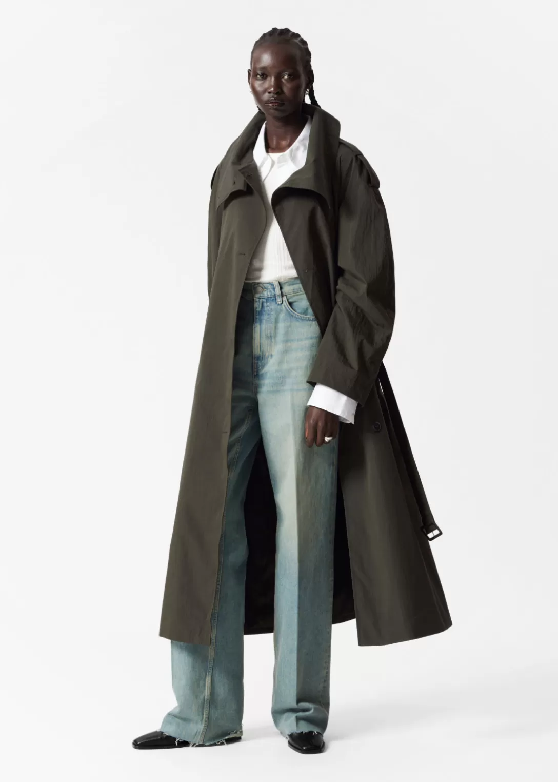 & Other Stories Trench-coat à Col Montant Vert Cheap