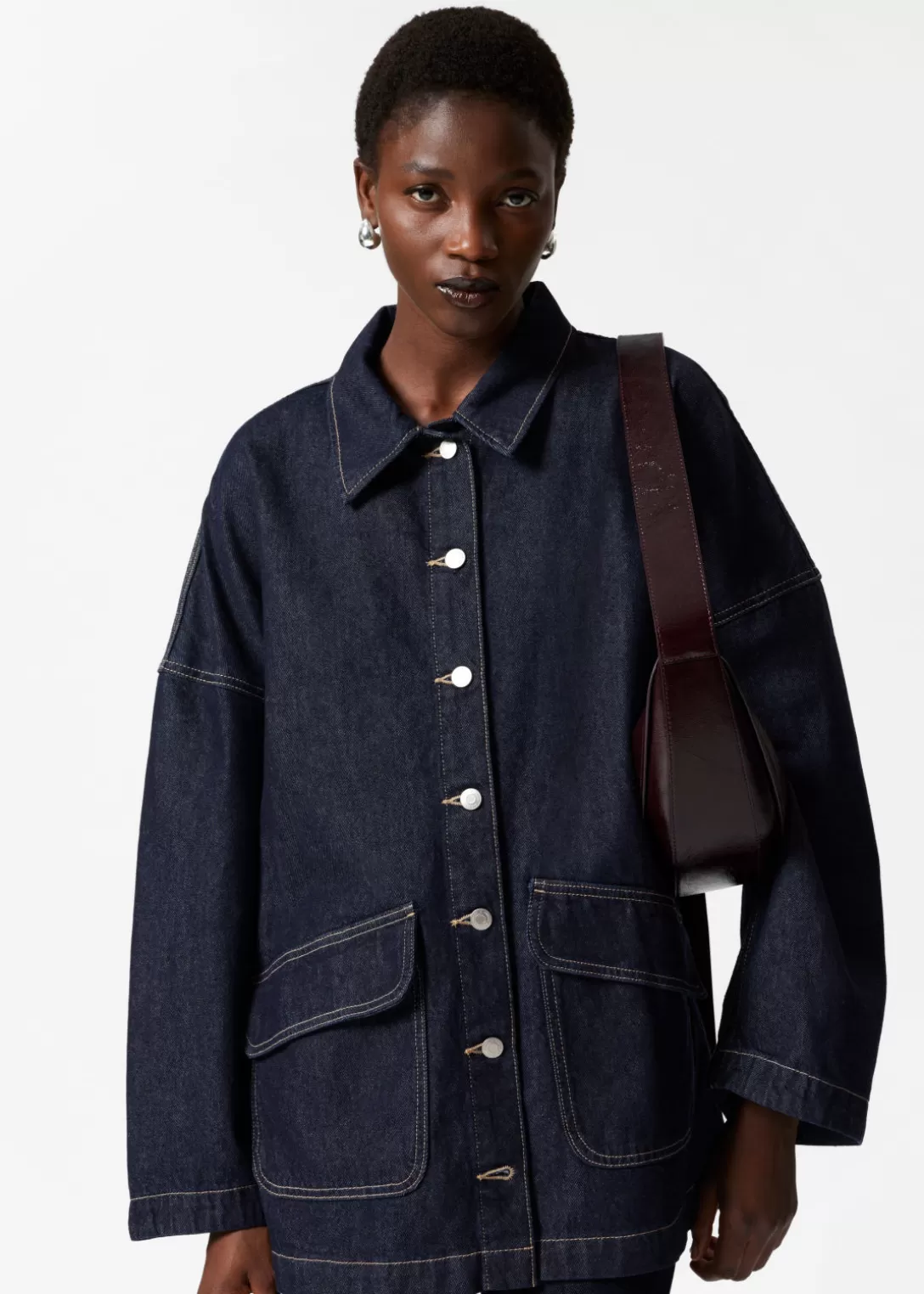 & Other Stories Veste Oversize En Jean à Ceinture Bleu Clearance